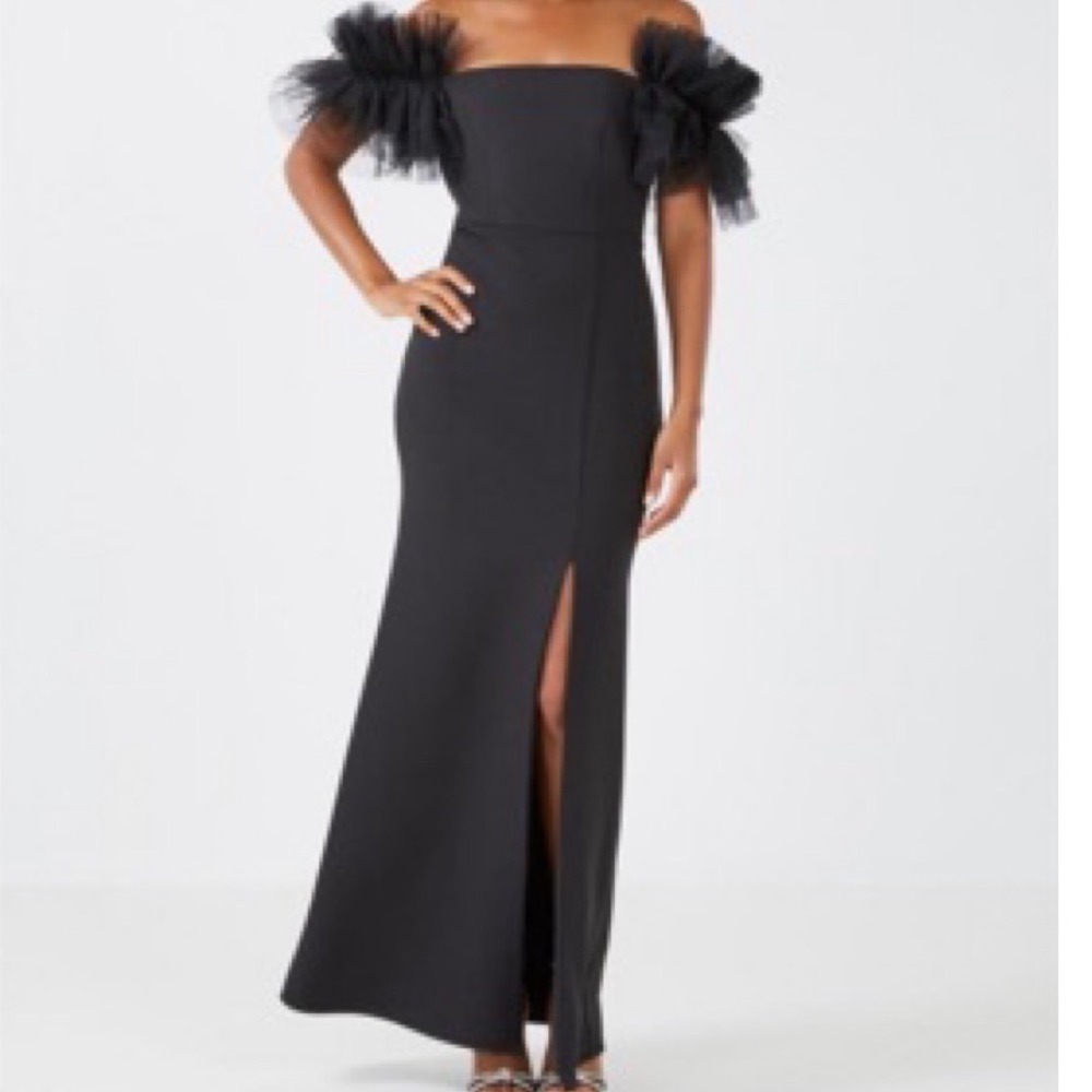 Bobg Maxazria Theodora Off the Shoulder Black Evening Dress Size 8 Formal EUC